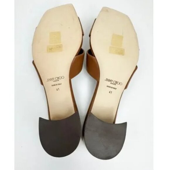 New JIMMY CHOO ELLISON MULE 45 NAPPA LEATHER CUOIO - Picture 2 of 7